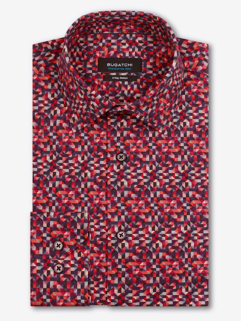 Bugatchu print collared shirt