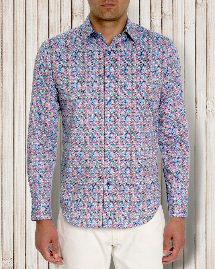 long sleeve pattern shirt by Robert Graham