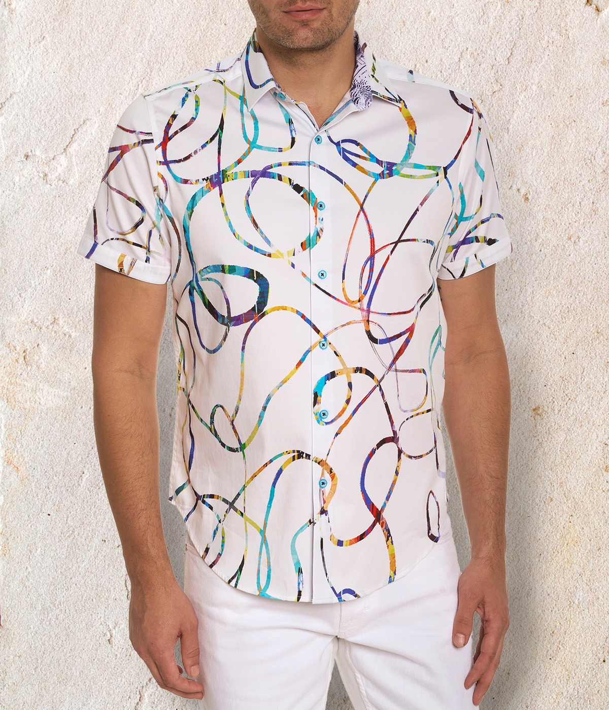 short sleeve print shirt by Robert Graham